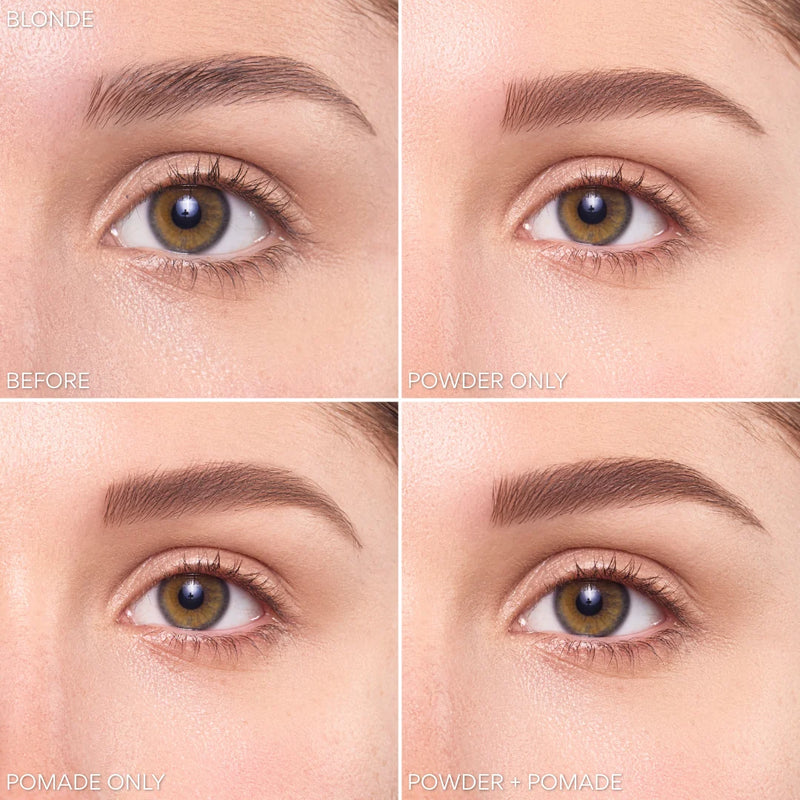 Beauty Creations Duet Brow Powder & Pomade Blonde, dubbelzijdig product met wenkbrauwpoeder en pomade
