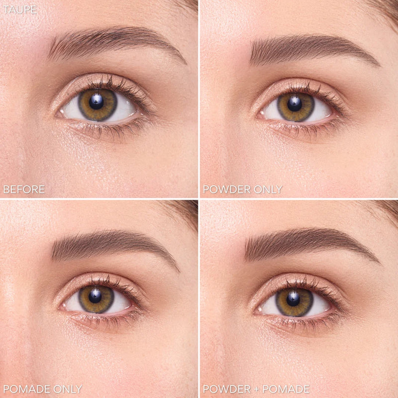 Beauty Creations Duet Brow Powder & Pomade Taupe, een dubbelzijdig wenkbrauwproduct met poeder en pomade