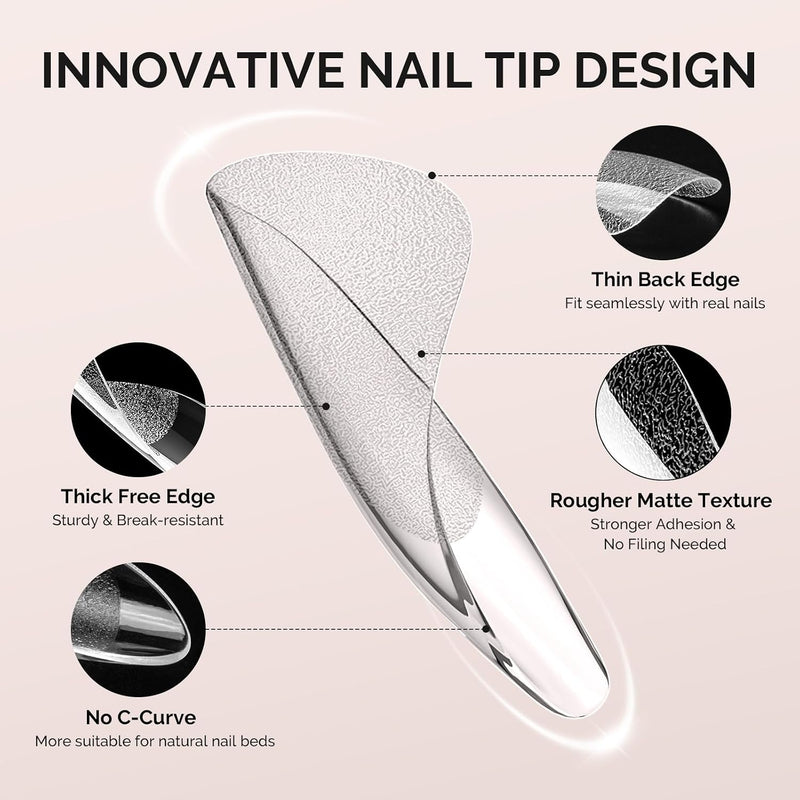 MelodySusie Full Cover Soft Gel Nail Tips Extra Short Ballerina, heldere nageltips