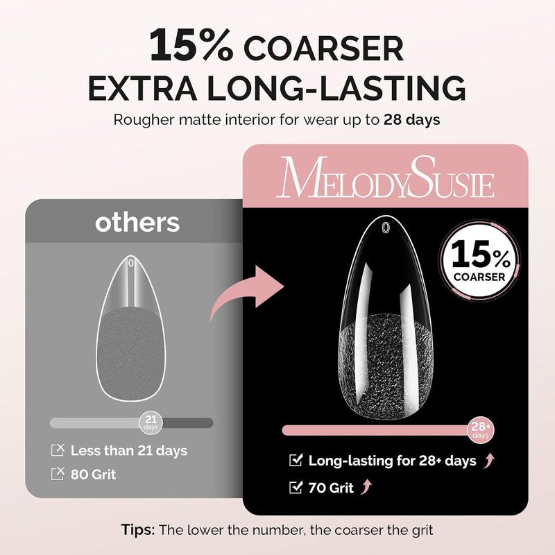MelodySusie Full Cover Soft Gel Nail Tips Medium Almond 300pcs, heldere nageltips in amandelvorm
