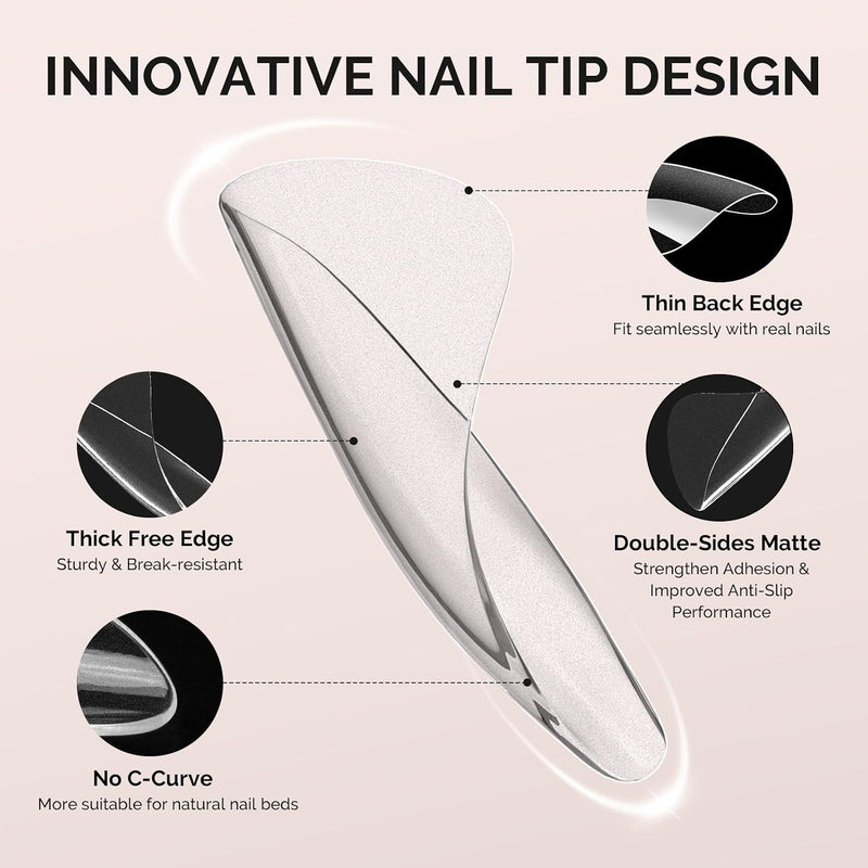 MelodySusie Full Cover Soft Gel Toe Nail Tips Short Square, 300 stuks transparante teennageltips.