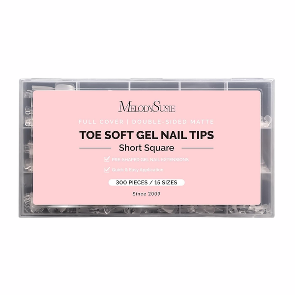 Heldere matte teennageltips in short square, 300 stuks in 15 maten