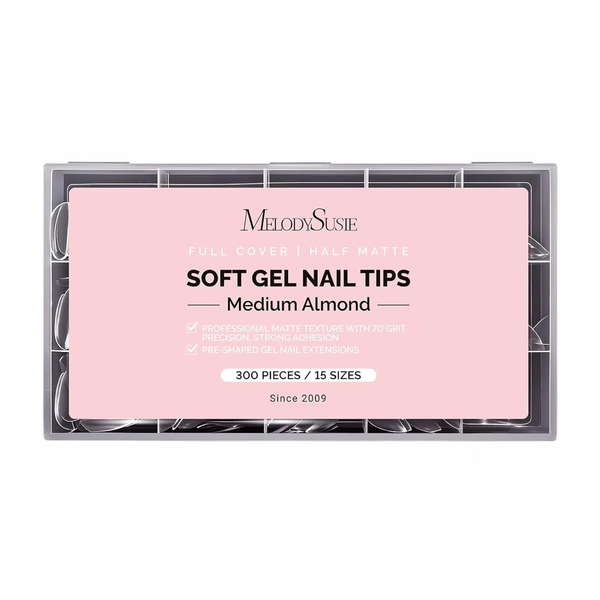 Full Cover Soft Gel Nail Tips Medium Almond 600pcs