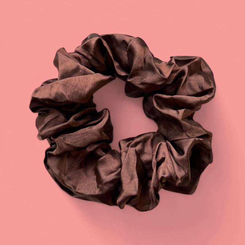 African Fabs Deluxe Satin Scrunchie Brown 2