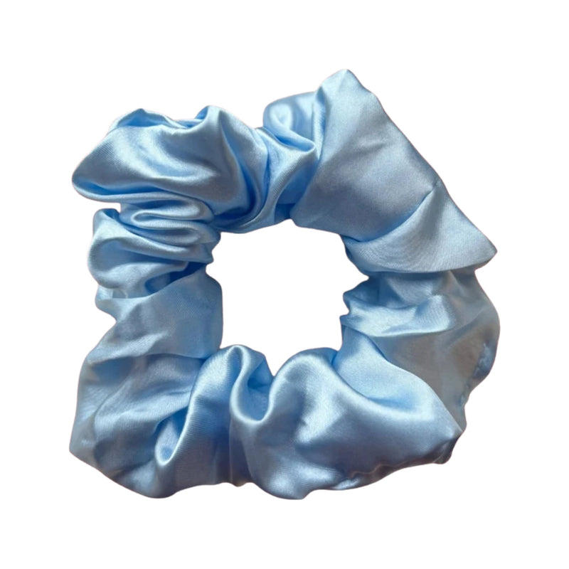 African Fabs Deluxe Satin Scrunchie Light Blue 1