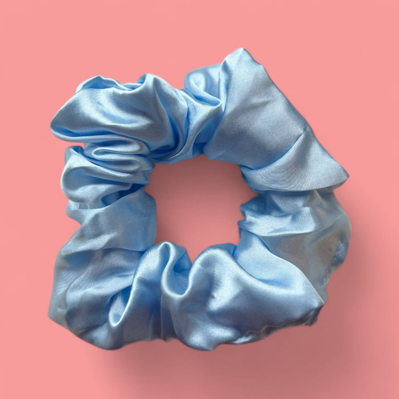 African Fabs Deluxe Satin Scrunchie Light Blue 2