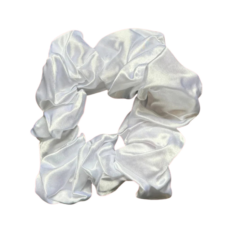 African Fabs Deluxe Satin Srunchie White 1