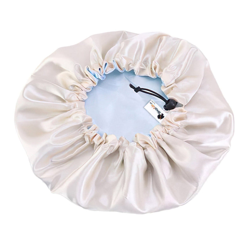 African Fabs Light Blue Satin Hair Bonnet Reversable 1