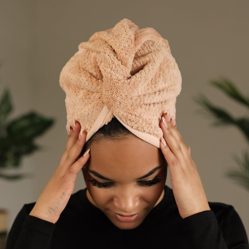 African Fabs Microfiber Hair Towel Misty Rose 4