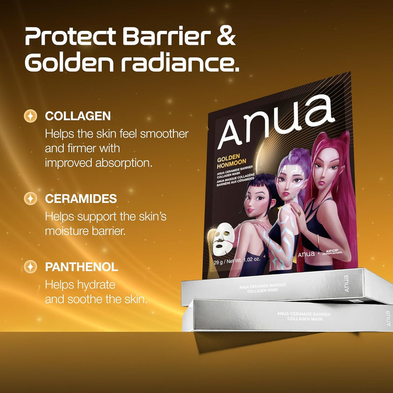 Anua K-Pop Demon Hunters Ceramide Barrier Collagen Mask Golden Honmoon