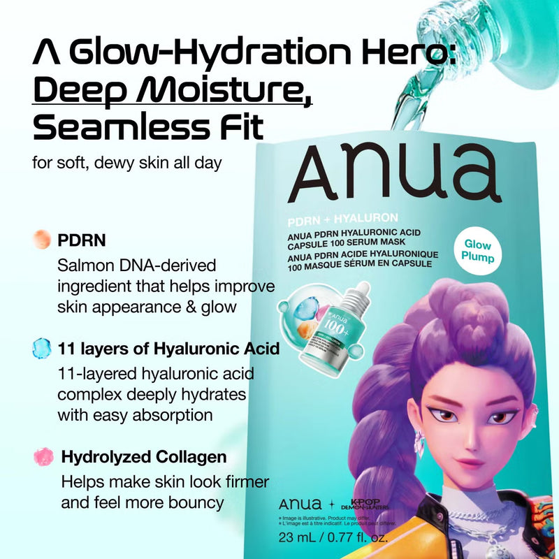 Anua K-Pop Demon Hunters PDRN Hyaluronic Acid Capsule 100 Serum Mask Rumi