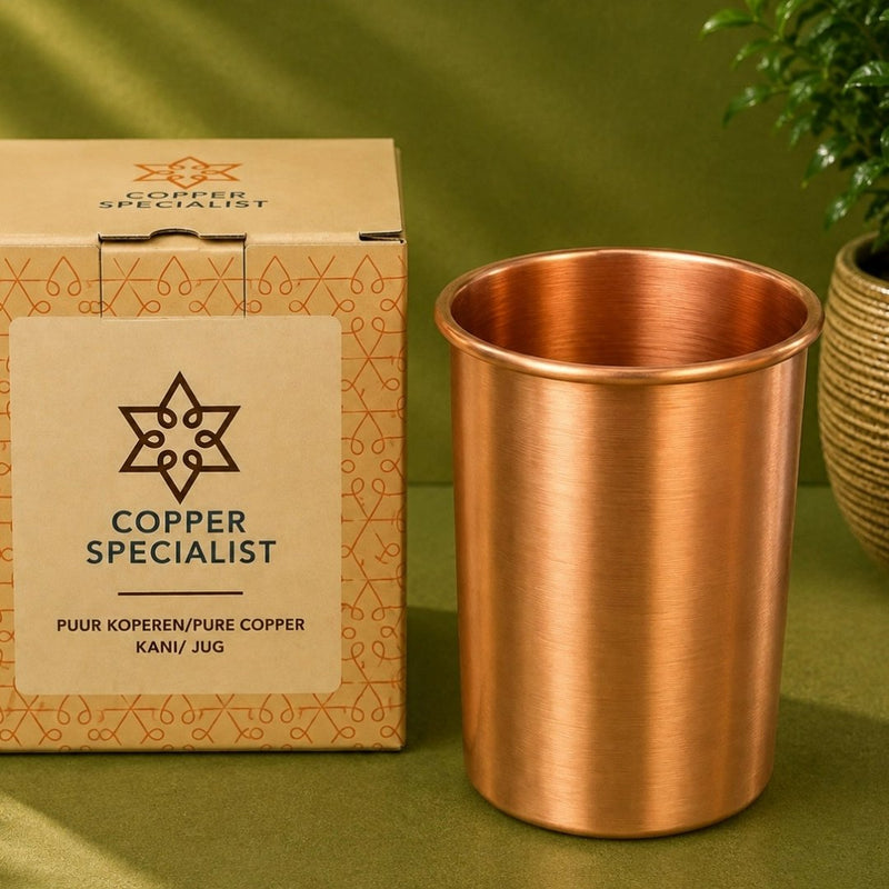 Ayurveda Specialist Pure Copper Cup Matte Brushed, koperen drinkbeker met matte afwerking