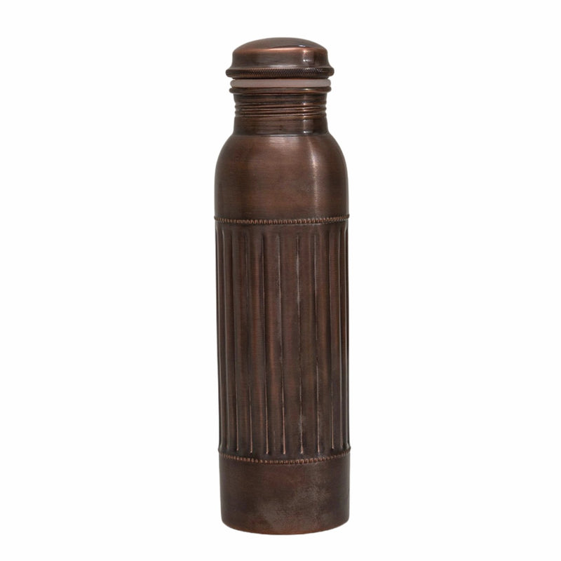 Ayurveda Specialist Pure Copper Water Bottle Dot Lining Antique, handgemaakte koperen waterfles