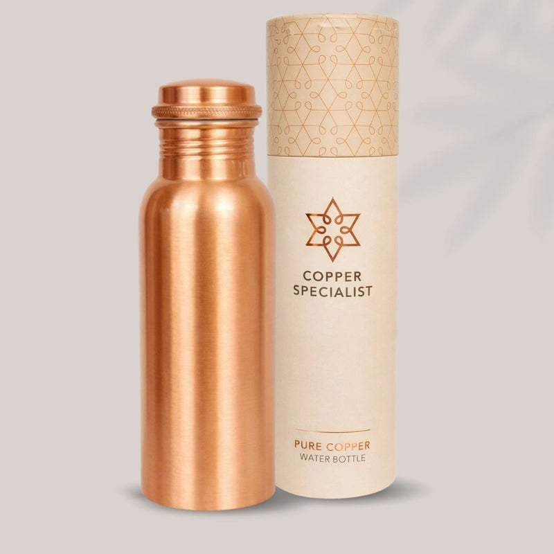 Ayurveda Specialist Pure Copper Water Bottle Smooth Plain Matte, handgemaakte koperen waterfles
