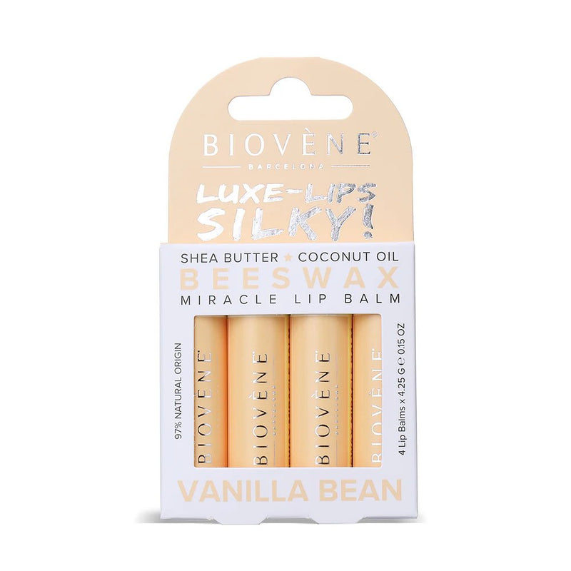Biovene Beeswax Vanilla Bean Extra Moisturizing Miracle Lip Balm For Dryness, Cracking & Chapping, 4 Pack