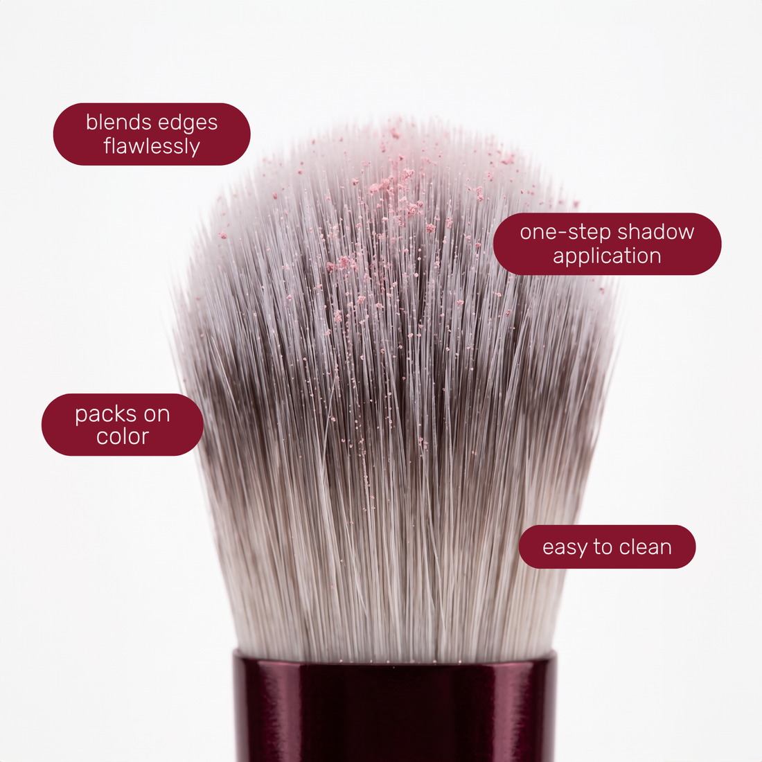 Brush head of the Boozyshop Flawless Blending Shader Brush with text labels about how to use it