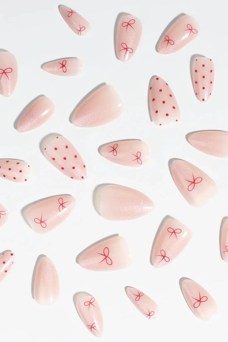 Bonmuz Press-On Nails Berry Bows