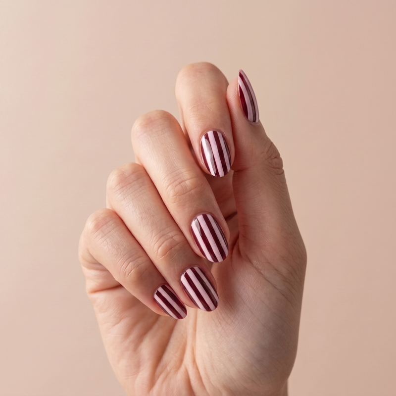 Boozyshop 24 pcs Press On Nails Candy Cane