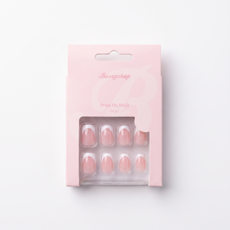 Boozyshop 24 pcs Press On Nails Micro French Manicure