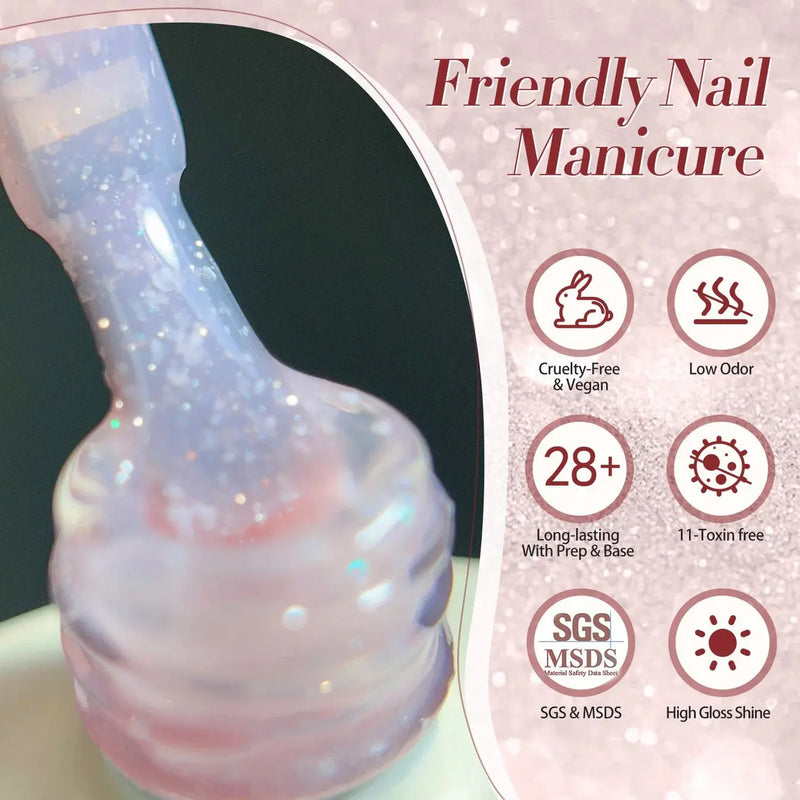Born Pretty Jelly Nude Snow Glitter Gel JN91