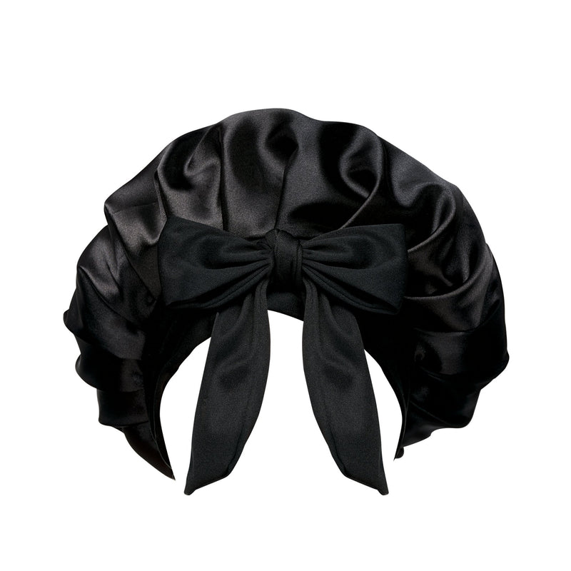 Brushworks Double Layer Satin Hair Bonnet Black