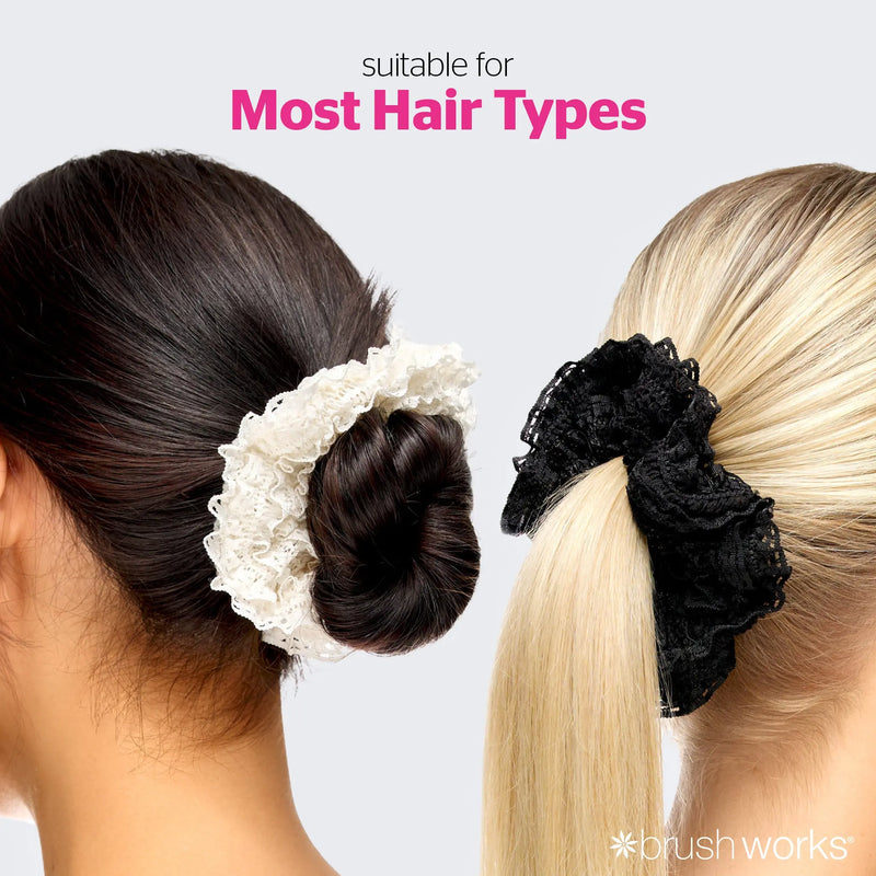 Brushworks Lace Scrunchies Black & White