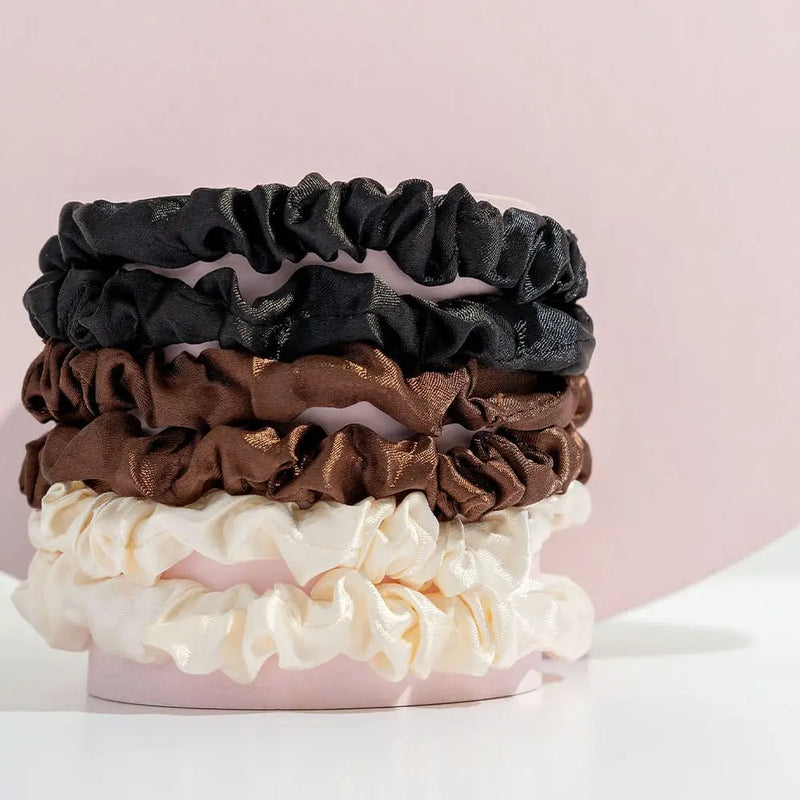 Brushworks Skinny Satin Scrunchies