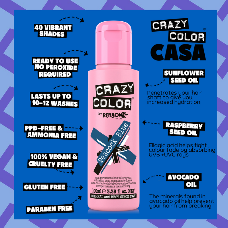 Crazy Color 45 Peacock Blue 4