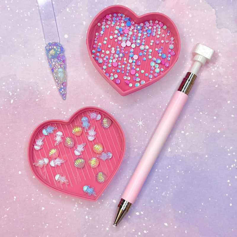Daily Charme Silicone Twist Crystal Pick-Up Pen Pink White