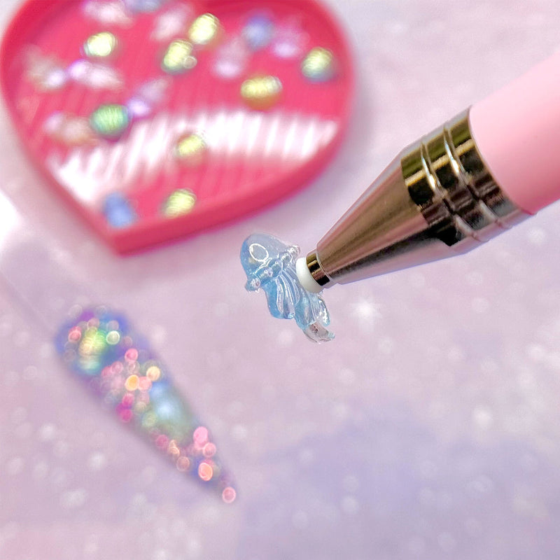 Daily Charme Silicone Twist Crystal Pick-Up Pen Pink White
