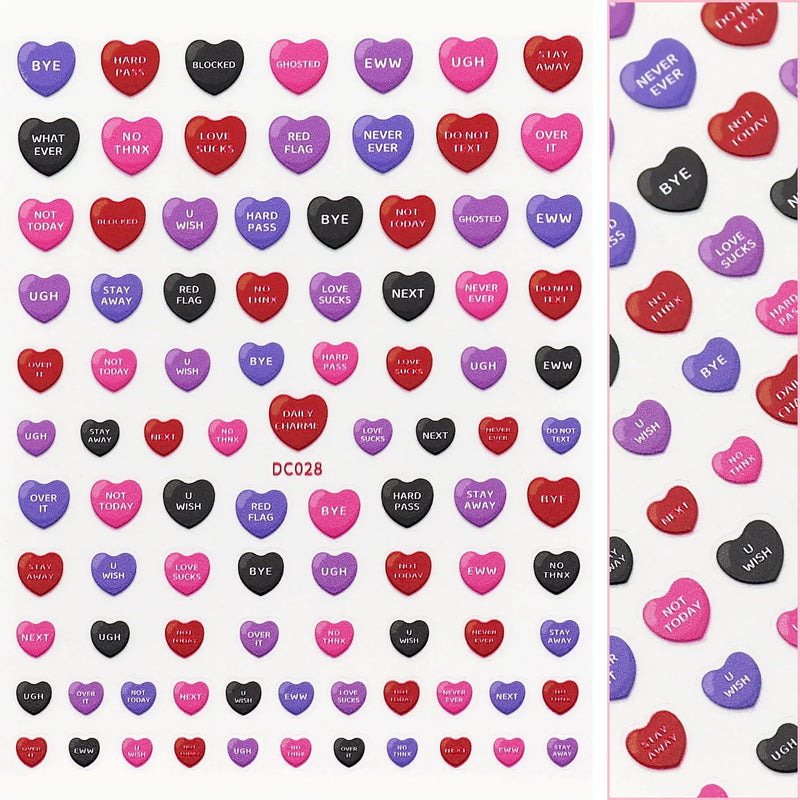 Daily Charme Valentine 3D Embossed Nail Art Sticker Anti-Sweet Talk