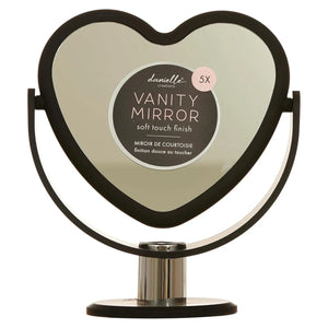 Heart Vanity Mirror Black 5x Magnified