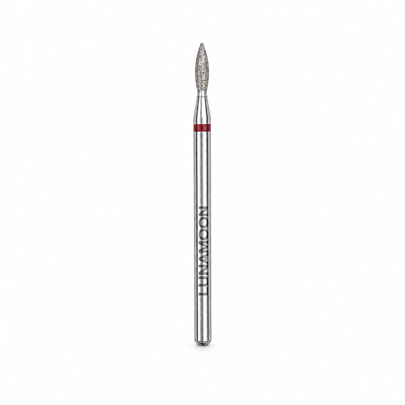 Lunamoon Diamond Milling Cutter Short Flame Red 1,8 mm, diamantfreesje voor manicure