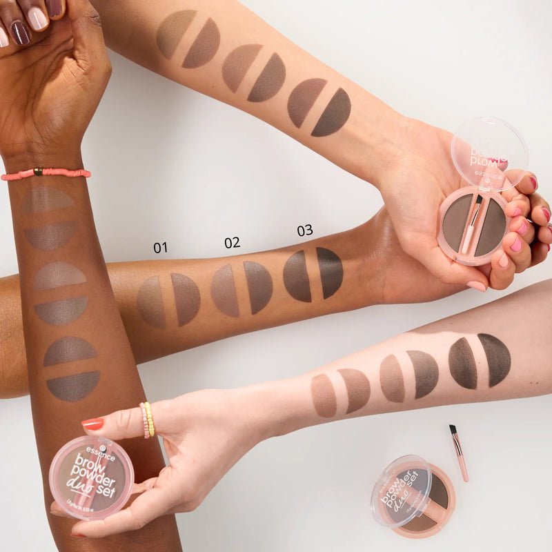 Essence Brow Powder Duo Set 01 Light, wenkbrauwpoeder duo met kwastje