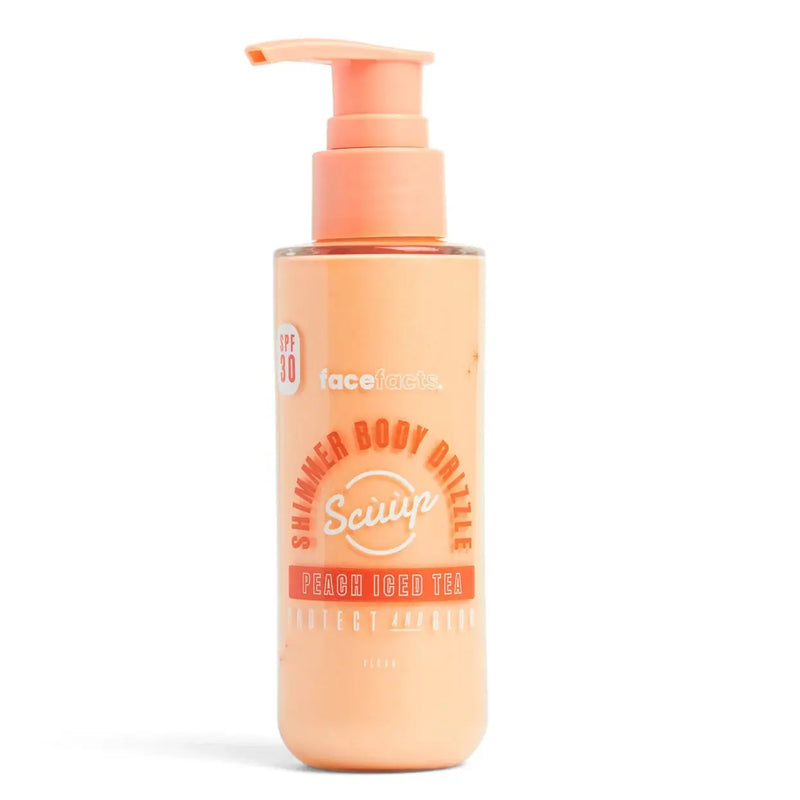Face Facts Scuup Peach Iced Tea SPF30 Shimmer Body Drizzle