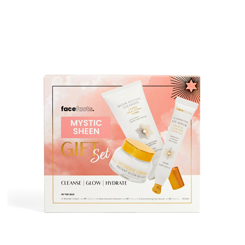 Face Facts Wonder Glow Ritual Gift Set, een complete skincare set met cleanser, oogserum en gezichtscrème