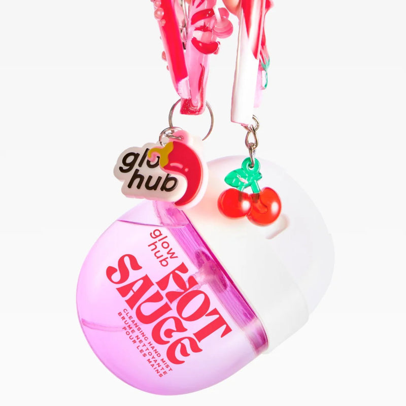 Glow Hub Cleansing Mist Hot Sauce, hand sanitizer met kers- en muskusgeur