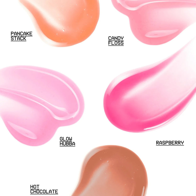 Glow Hub Lip Slip Glossy Lip Oil Pancake Stack, een hydraterende lipolie met glanzende finish.