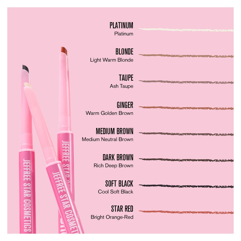 Jeffree Star Cosmetics Brow Designer Brow Pencil Platinum, wenkbrauwpotlood met schuine tip