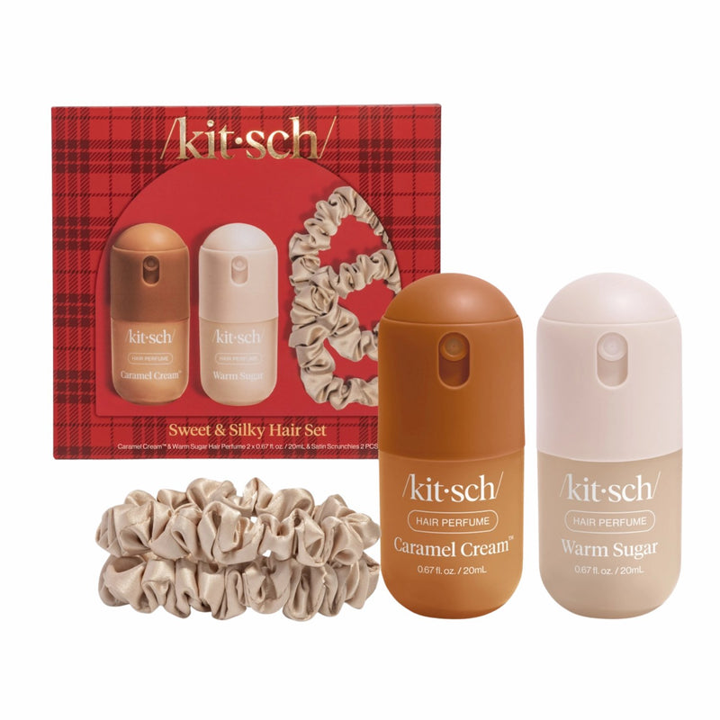 Kitsch Holiday Sweet & Silky Hair 4pc Set, haarverzorgingsset met hair parfums en satijnen scrunchies