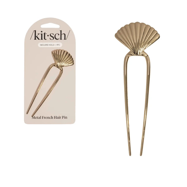 Kitsch Metal Clam Shell French Hair Pin Gold