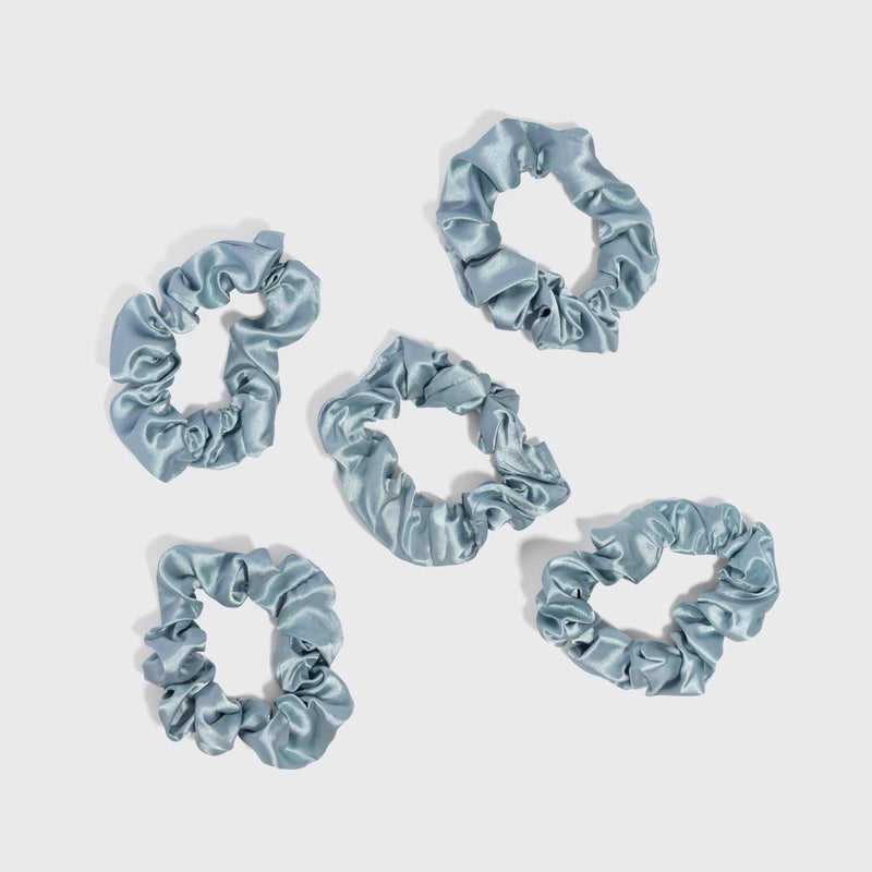 Kitsch Satin Sleep Scrunchies 5pc Set Haze Blue 7