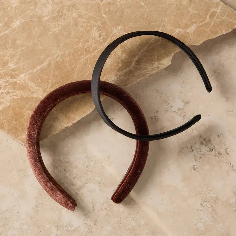 Kitsch Satin & Velvet Headbands Black/Cocoa