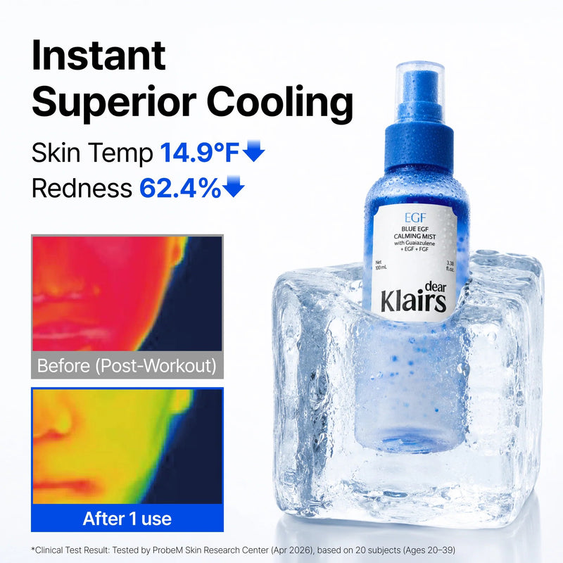 Klairs Blue EGF Calming Mist, bi-phase face mist voor hydratatie en verkoeling