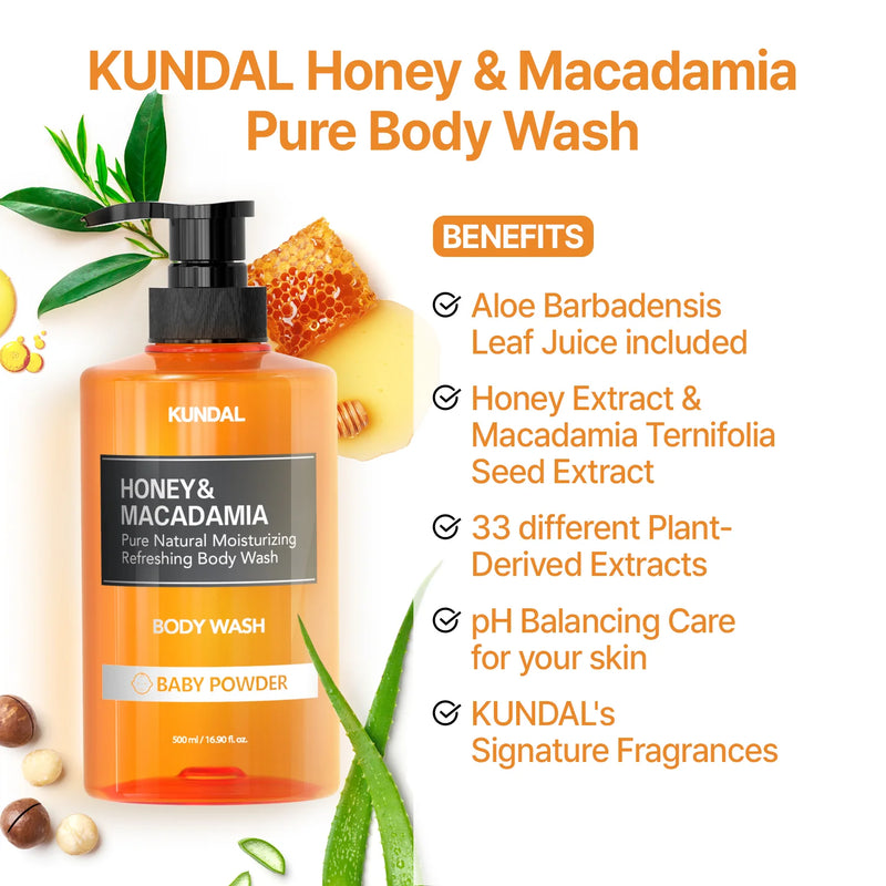 Kundal Honey & Macadamia Pure Body Wash Amber Vanilla