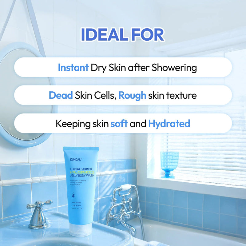Kundal Hydra Barrier Hyal-ceramide 13 Jelly Body Wash, dagelijkse reiniger met jelly textuur