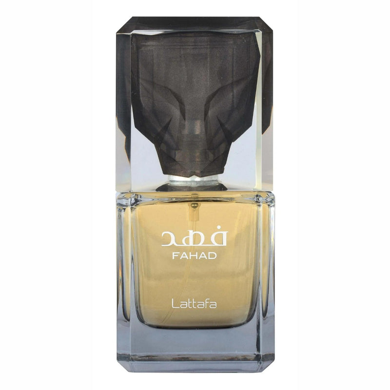 Lattafa Fahad Eau de Parfum voor heren, een oriëntaals fougère geur met fruitige en houtachtige noten.