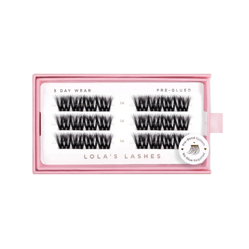 Lola's Lashes Pre-glued Lashes Bold Definition 14mm, voorgelijmde wimperclusters voor volume.