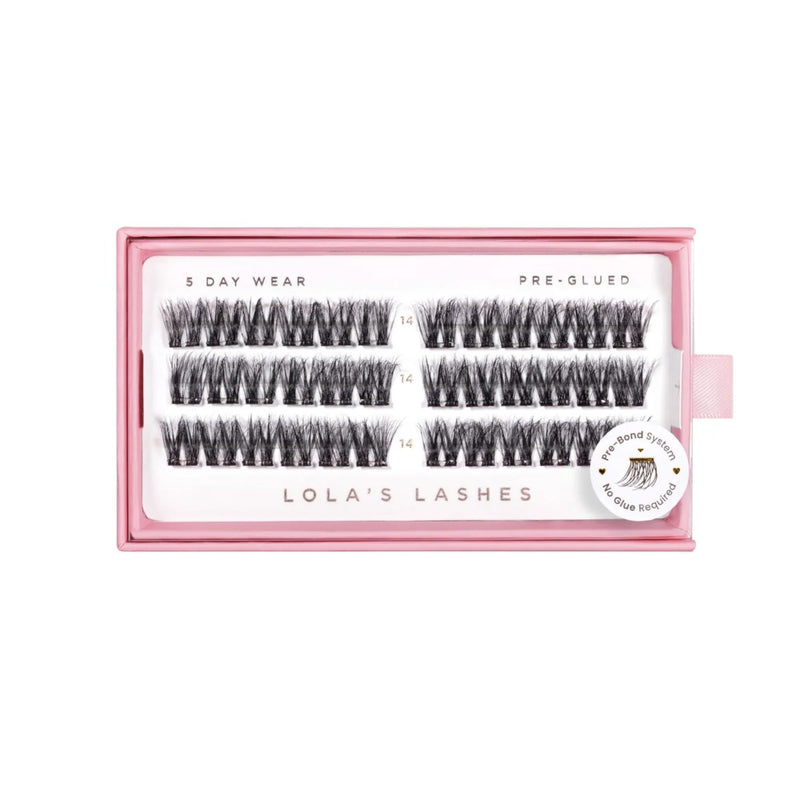 Lola's Lashes Pre-glued Lashes Feathered Volume 14mm, pre-glued wimperclusters voor volume en lengte
