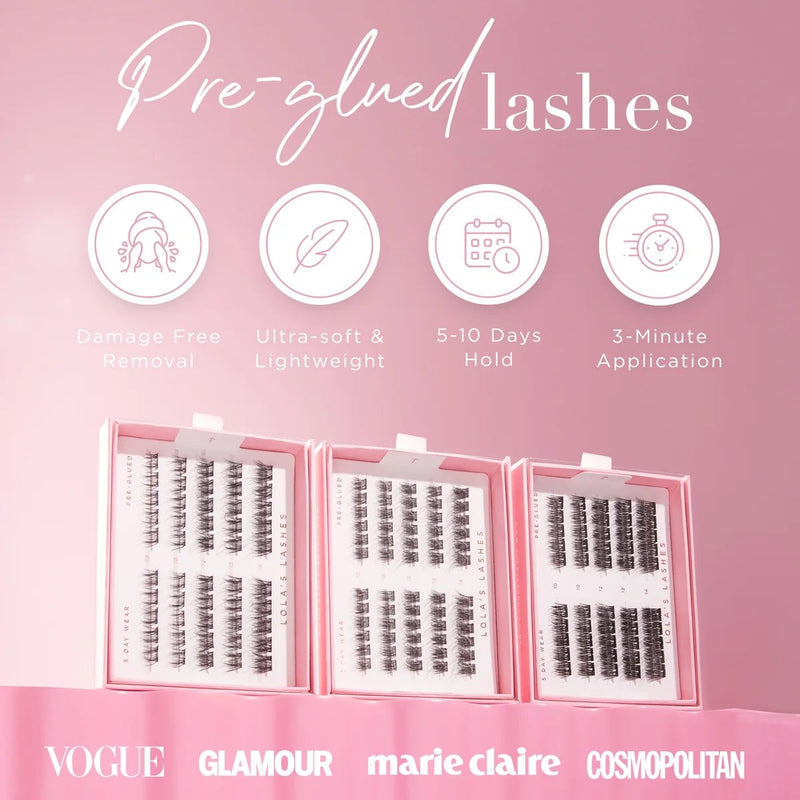 Lola's Lashes Pre-glued Lashes Soft Wisp 10mm, voorgelijmde wimperplukjes van 10mm